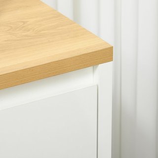 Mueble Multiusos Con 2 Armarios de 2 Niveles, Credenza Móvil de Cocina Con Estante Regulable, 120X37X75Cm, Blanco y Color Madera
