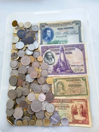Lote Monedas y Billetes Españoles