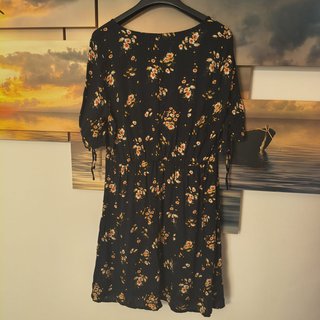 Abito George Nero Fiori Arancioni Taglia 46