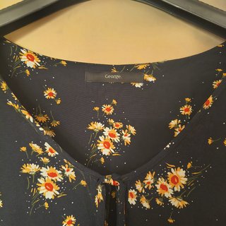 Abito George Nero Fiori Arancioni Taglia 46