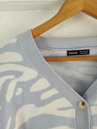 Cárdigan SHEIN cebra azul y blanco Talla S