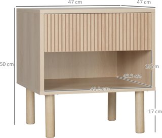 Mesitas Modernas Con Cajón Y Estante Abierto, Set De 2 Piezas 47X47X50 Cm En Aglomerado, Color Madera