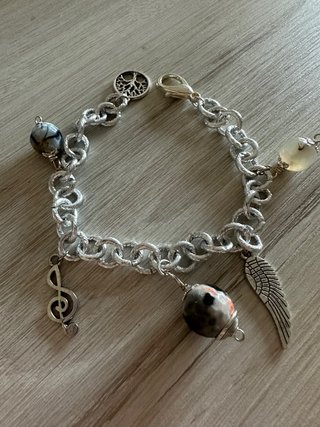 Bracciale catena grossa ciondoli pietre naturali
