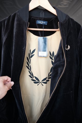 Chaqueta Bomber Fred Perry Terciopelo Negra/Gris