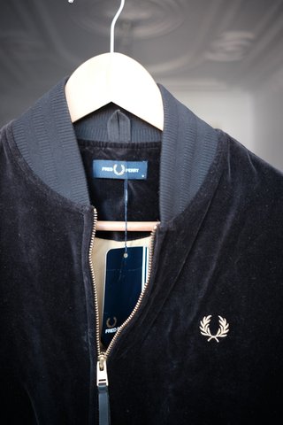 Chaqueta Bomber Fred Perry Terciopelo Negra/Gris