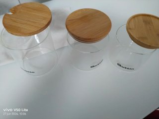 Set 5 Botes Cristal Bambú Cocina