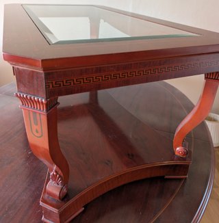 Mesa de salón madera y cristal