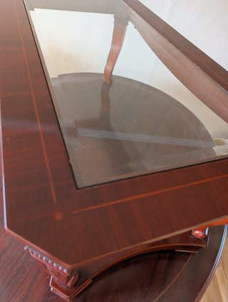 Mesa de salón madera y cristal