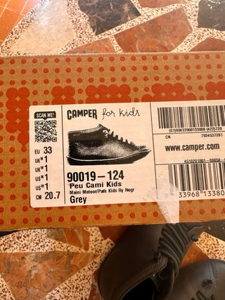 Botas Camper Niños Peus Negras/Gris Talla 33