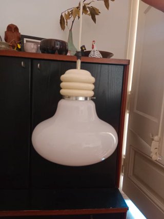 Lámpara techo cristal vintage opalina