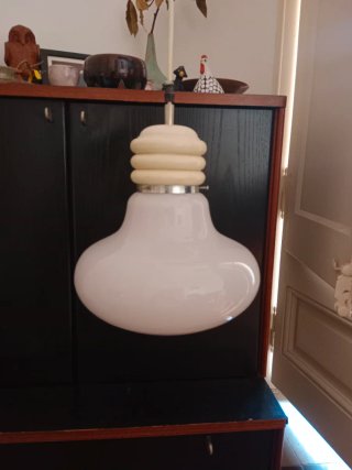 Lámpara techo cristal vintage opalina