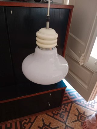 Lámpara techo cristal vintage opalina