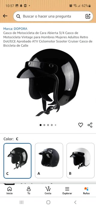 Casco Moto Talla M Negro Nuevo