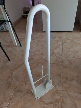 Barra pieghevole per bagno PMR con porta carta igienica