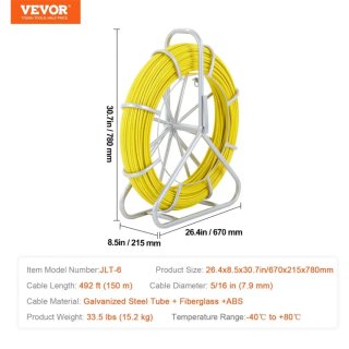 Guía pasacables de fibra de vidrio 150 m x 7,9 mm
