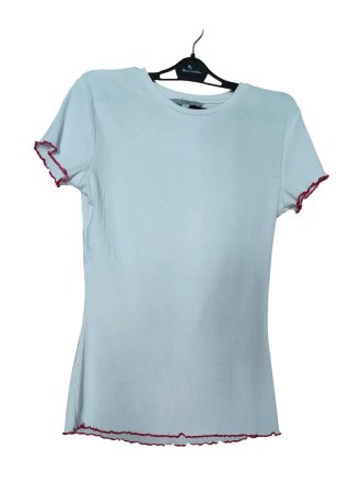 Camiseta canalé con ribete rojo