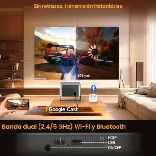 Proyector Alwtniet 4K Google TV Gris/Plata