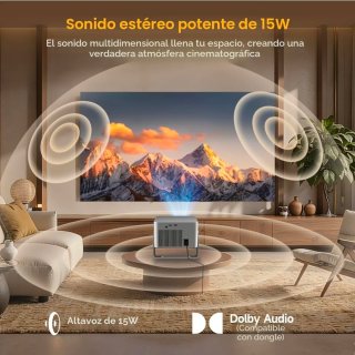 Proyector Alwtniet 4K Google TV Gris/Plata
