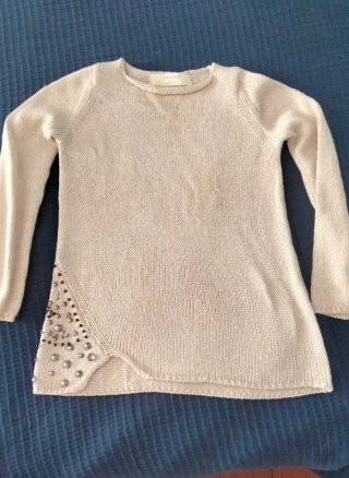 Jersey ZARAKNIT Algodón Beige Perlas