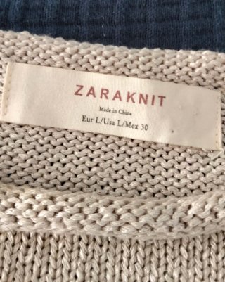 Jersey ZARAKNIT Algodón Beige Perlas