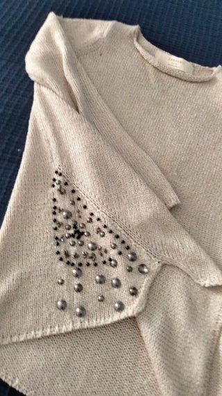 Jersey ZARAKNIT Algodón Beige Perlas