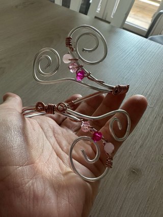 Bracciale schiava wire wrapping cristalli rosa