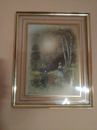 Cuadro decorativo paisaje niña y bosque
