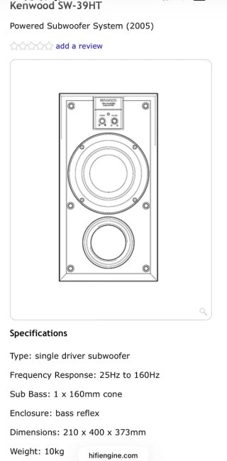 Subwoofer Kenwood 100W