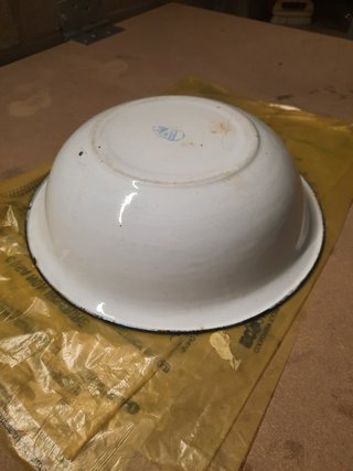 Catino Vintage Metallo Smaltato Bianco Blu