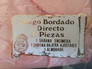 Juego Sábanas Raso Rosa Bordado Elena