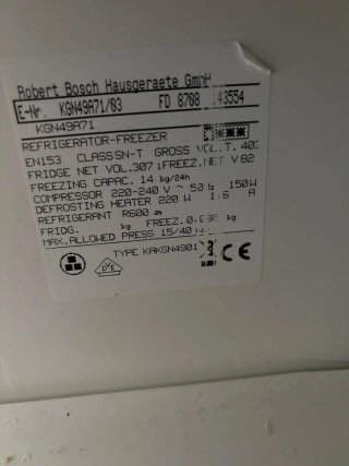 Repuestos Nevera Bosch 70cm