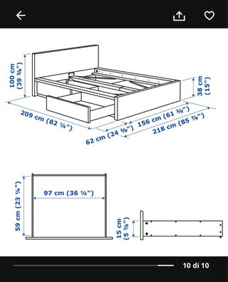 Cama Malm Ikea 140x200 con cajones