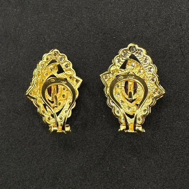 Pendientes Oro 18k Combinado Circonitas 6.23g