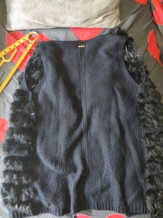 Chaleco pelo y lana negro Talla M