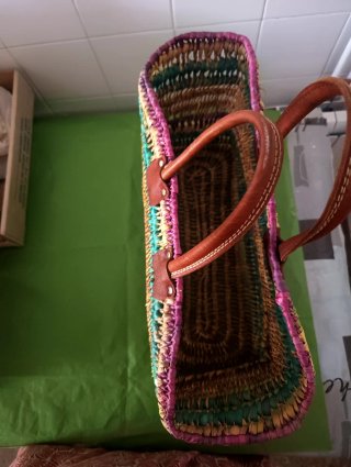 Capazo de Palma Artesanal - Asas de Cuero