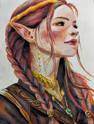 Dibujo acrílico elfo mujer
