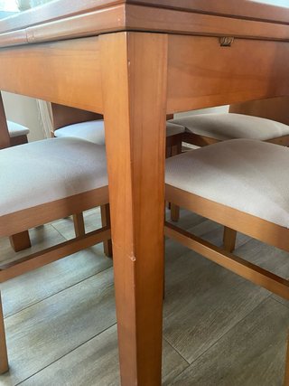 Mesa comedor extensible + 6 sillas madera