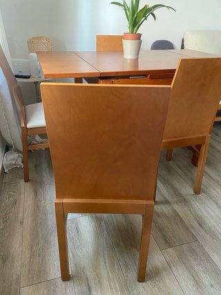 Mesa comedor extensible + 6 sillas madera