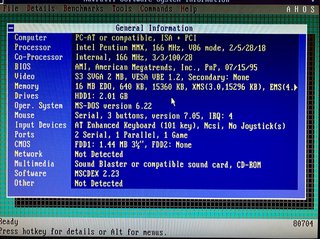 PC antiguo AT Pentium 166 MMX MSDOS y W98