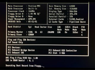 PC antiguo AT Pentium 166 MMX MSDOS y W98