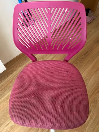Silla giratoria estudio rosa y blanca