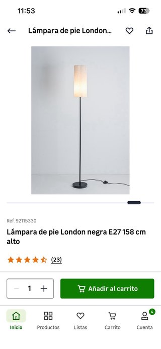 Lámpara de pie London negra