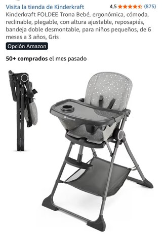Trona Kinderkraft FOLDEE Bebé Gris
