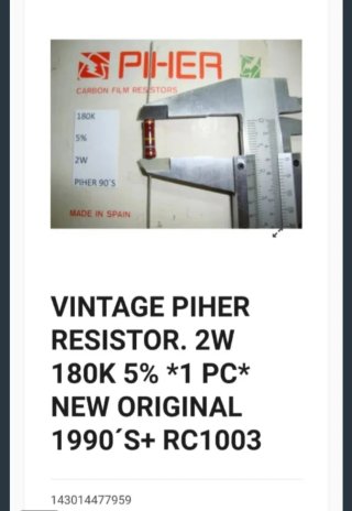 Resistencia PIHER 180KΩ 1W NOS Vintage