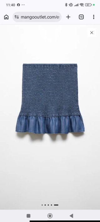 Falda fruncida Volantes Mango Teen Azul Talla S