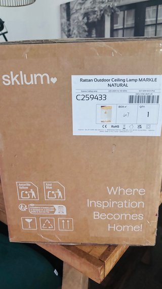 Lámpara de techo colgante ratán Sklum - sin usar