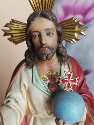 Figura Sagrado Corazón de Jesús Vintage