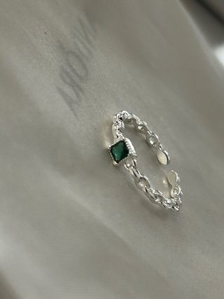 Anello Argento 925 con Zirconia Verde Regolabile