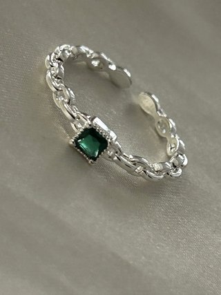 Anello Argento 925 con Zirconia Verde Regolabile