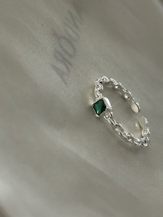 Anello Argento 925 con Zirconia Verde Regolabile